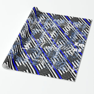 Papier Cadeau Blue Line mince américain montrent