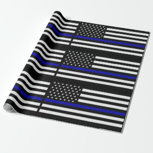 Papier Cadeau Blue Line mince maintiennent l'ordre le drapeau