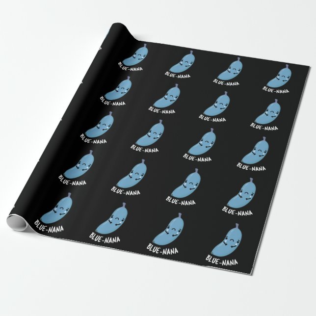 Papier Cadeau Blue-nana Funny Banana Pun Dark BG (Déroulé)
