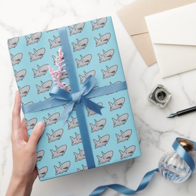 Papier Cadeau Blue Pool Party Beach Birthday Shark (Cadeaux)