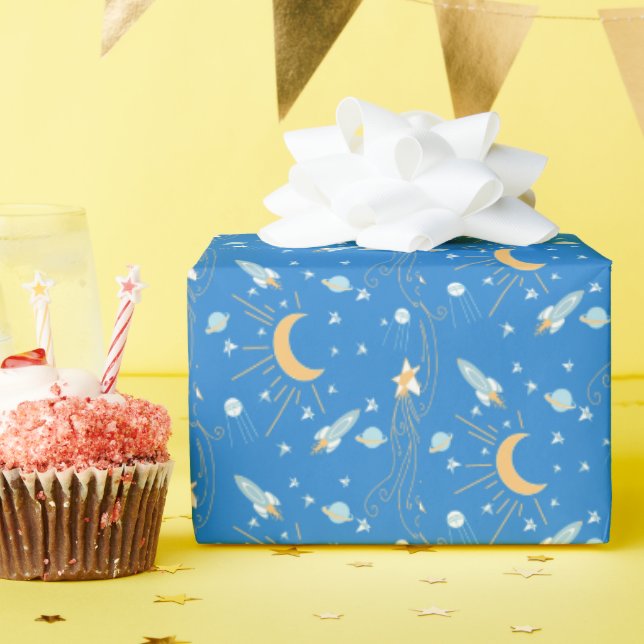 Papier Cadeau Blue Sleepy Moon (Fête d'anniversaire)