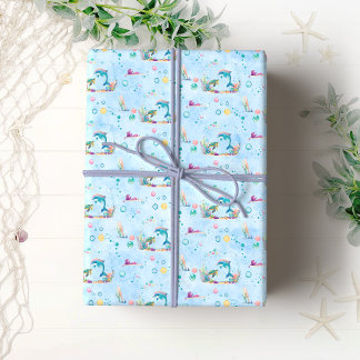 Papier Cadeau Blue Undersea Whimsy "Wild One"