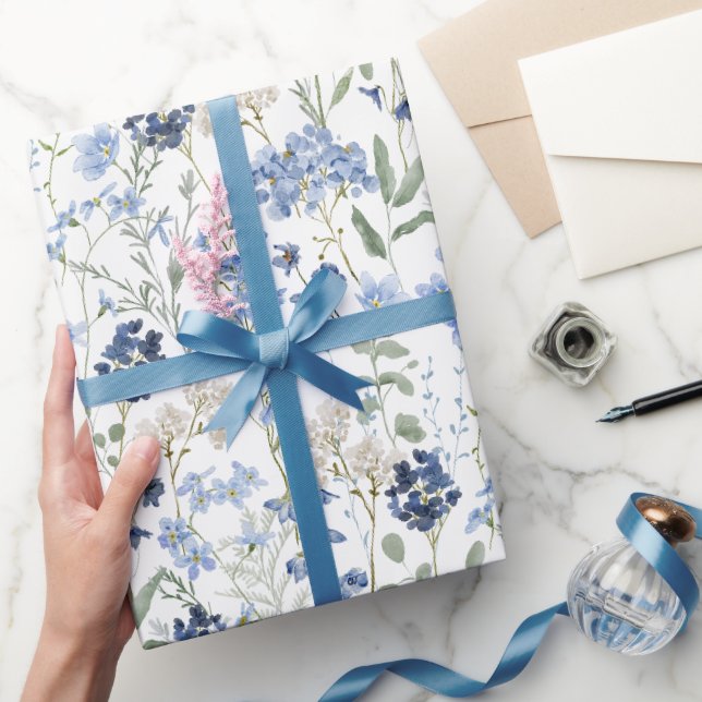 Papier Cadeau Blue Wildflower Watercolor (Cadeaux)