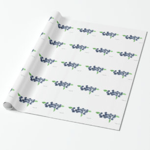 Papier Cadeau Blueberries fruits cuisine aquarelle nourriture mo