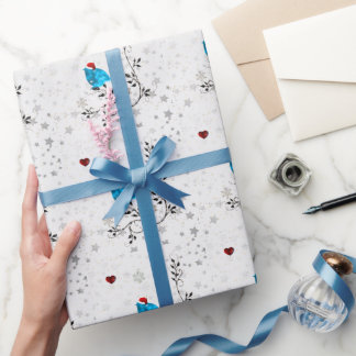 Papier Cadeau Bluebird dans le chapeau du Père Noël