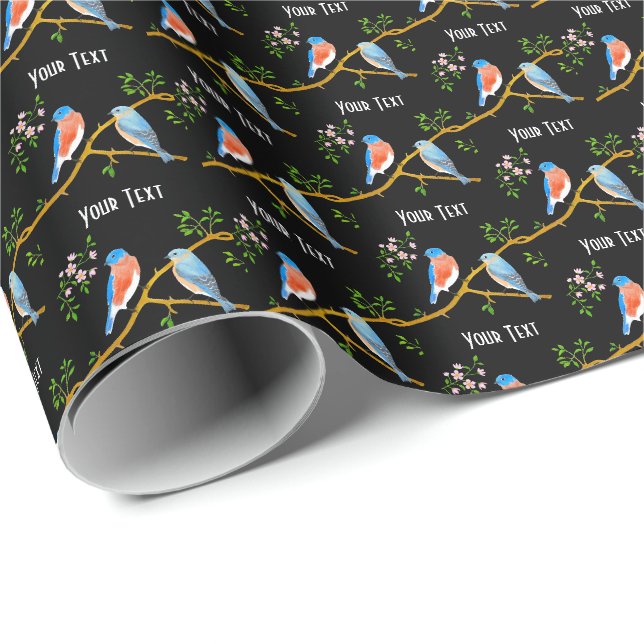 Papier Cadeau Bluebirds noir (Coin rond)