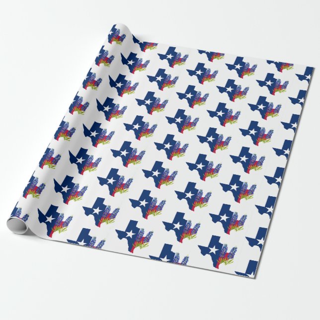 Papier Cadeau Bluebonnets Texas Flowers Fleur sauvage Aquarelle (Déroulé)