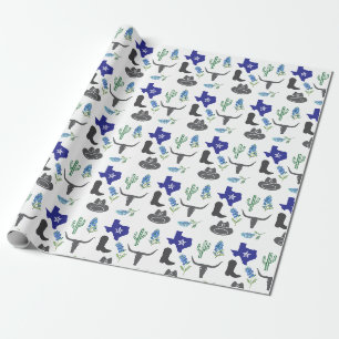 Papier Cadeau Bluebonnets Texas Flowers Fleur sauvage Aquarelle