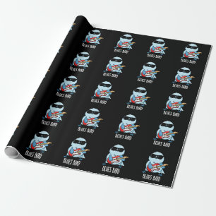 Papier Cadeau Blues Bird Funny Bluebird Pun Dark BG