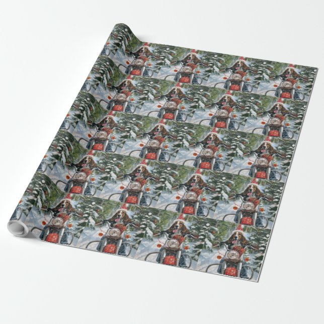Papier Cadeau Bluetick Coonhound Dog équitation Motorcycle Noël (Déroulé)