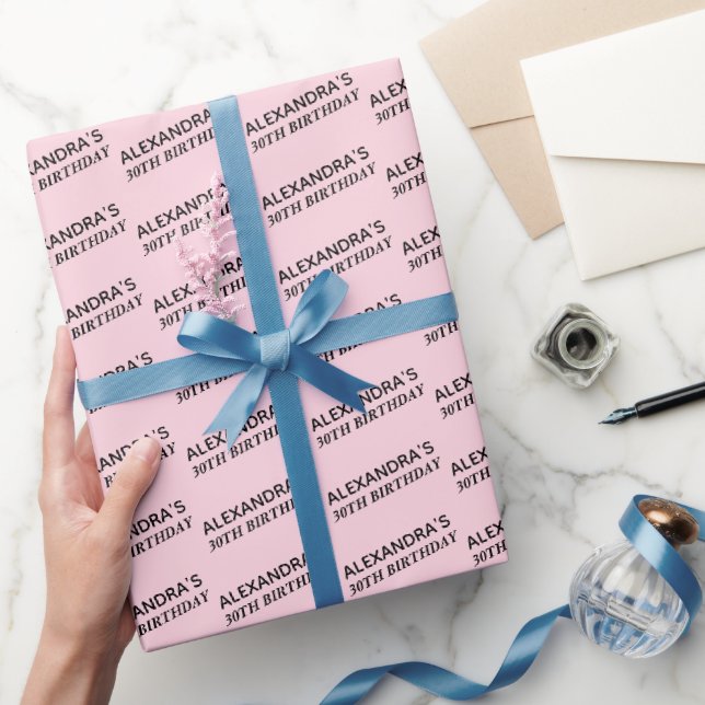 Papier Cadeau Blush Pink 30th Birthday Personnalisé (Cadeaux)