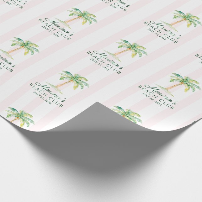 Papier Cadeau Blush Pink Cabana Stripes Palm Beach Club (Coin)