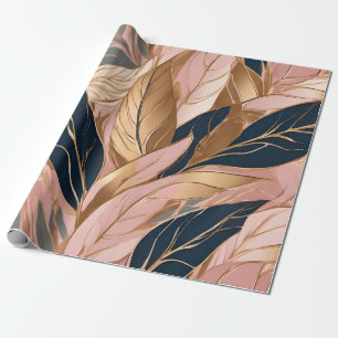 Papier Cadeau Blush Pink Gold Modern Boho Collection Feuilles