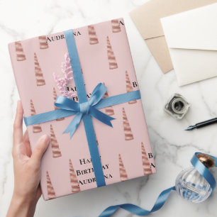 Papier Cadeau Blush Rose Gold Glam Unicorn Anniversaire