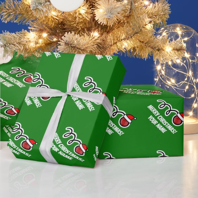 Papier Cadeau Bocce-ball drôle avec chapeau de Noël (Vacances)