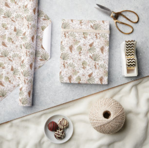 Papier Cadeau Bohème Floral & Plumes