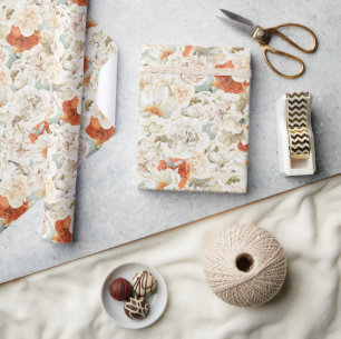 Papier Cadeau Bohème Floral Végétal Botanique