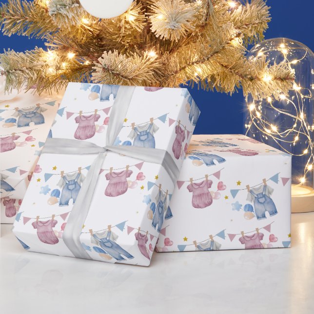 Papier Cadeau Boho Baby Clotheline Sexe Révélation (Vacances)