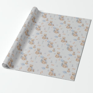 Papier Cadeau Boho bébé ours en peluche Papier d'enveloppement