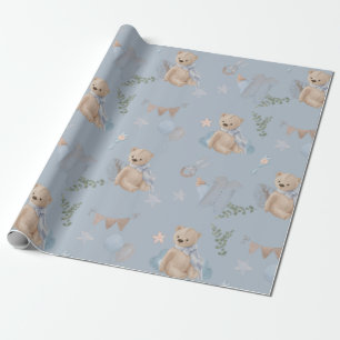 Papier Cadeau Boho bébé ours en peluche Papier d'enveloppement