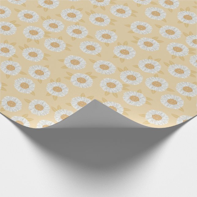 Papier Cadeau Boho Daisy Jaune Baby shower Floral (Coin)