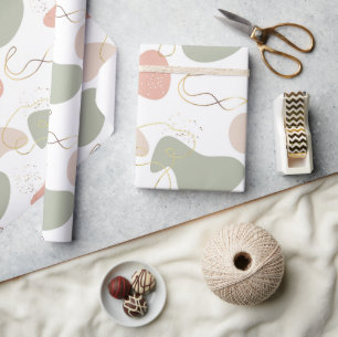 Papier Cadeau Boho esthétique Formes organiques géométriques Mot