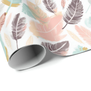 Papier Cadeau Boho Feathers Envelopper le papier