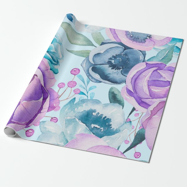 Papier Cadeau Boho Flowers Motif (Déroulé)