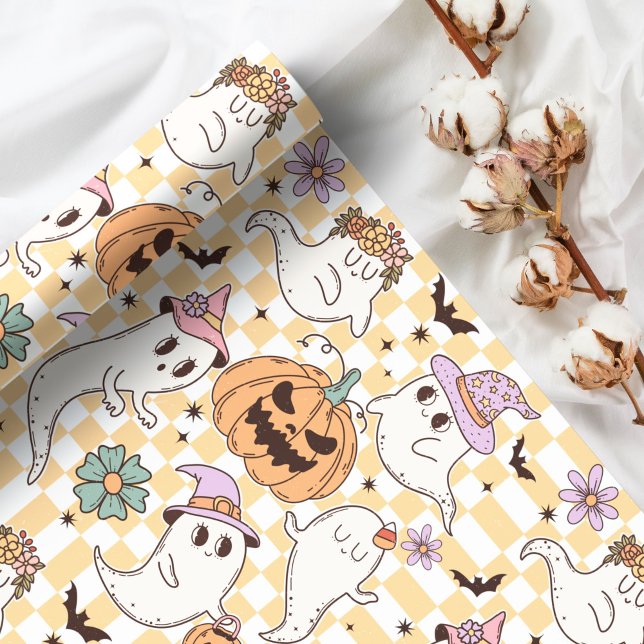 Papier Cadeau Boho Ghosts & Halloween Citrouille (Créateur téléchargé)
