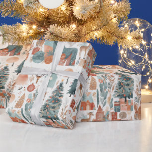 Papier Cadeau Boho Modern Christmas Holiday Collage