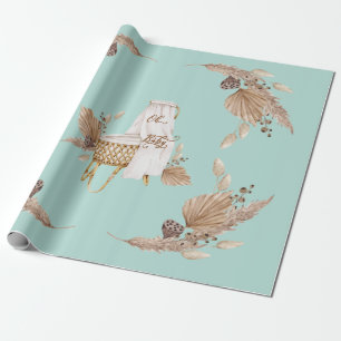 Papier Cadeau Boho Oh Baby Bassinet Baby shower Turquoise 