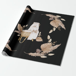 Papier Cadeau Boho Oh Baby Brown et noir Bassinet