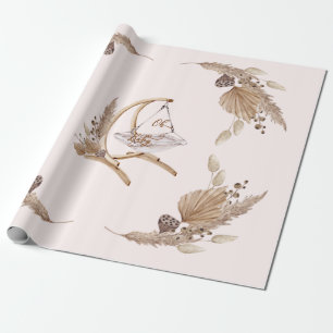 Papier Cadeau Boho Oh Baby Swing Brown et rose