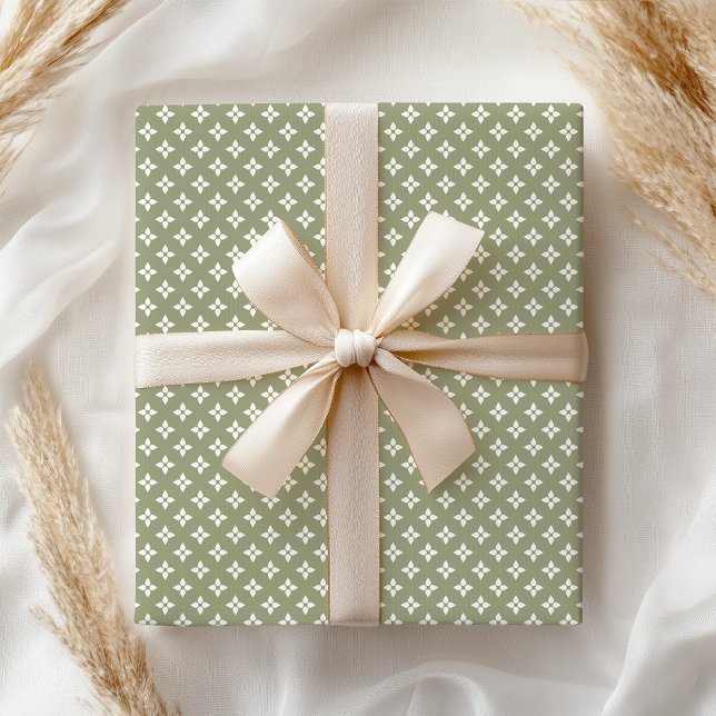 Papier Cadeau Boho Pastel Féminin Moderne Géométrique Vert (Créateur téléchargé)