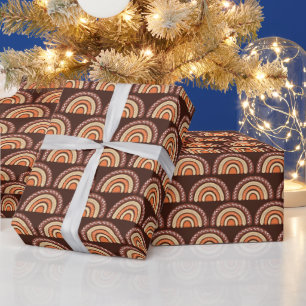 Papier Cadeau Boho Rainbow Orange et Brown