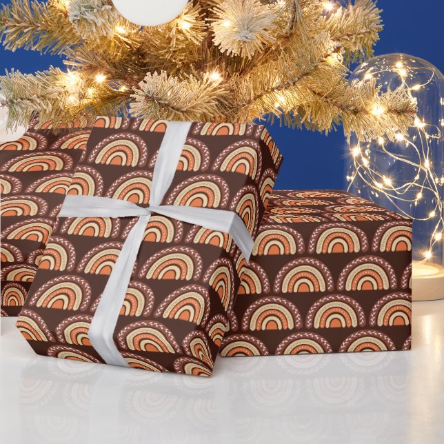 Papier Cadeau Boho Rainbow Orange et Brown (Vacances)