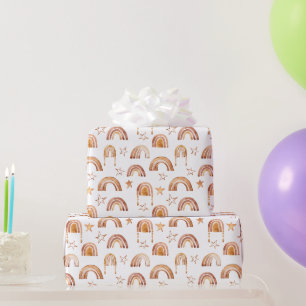 Papier Cadeau Boho Rainbow Stars Terracotta Baby shower Brown