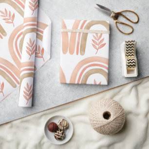 Papier Cadeau Boho Rainbow White, rose et verte filles