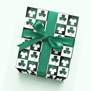 Papier Cadeau Boho Retro Shamrock Clover Leaf Motifs Floral