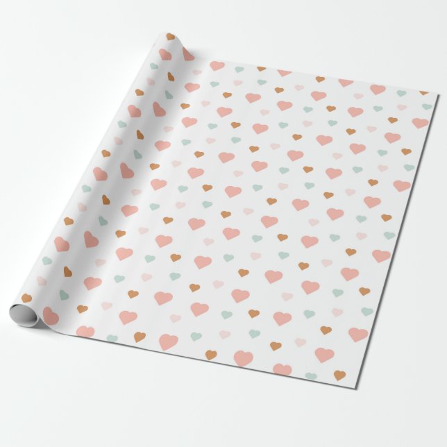 Papier Cadeau Boho Saint Valentin pastel coeur d'amour (Déroulé)