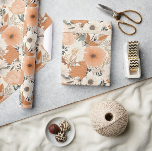 Papier Cadeau Boho style fleurs couleurs motifs