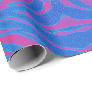 Papier Cadeau Boho Tiger Bleu et rose
