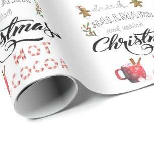 Papier Cadeau Boire du cacao chaud et regarder le Noël