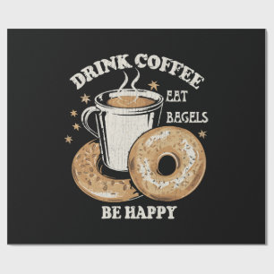Papier Cadeau Boire du café manger des bagels être heureux