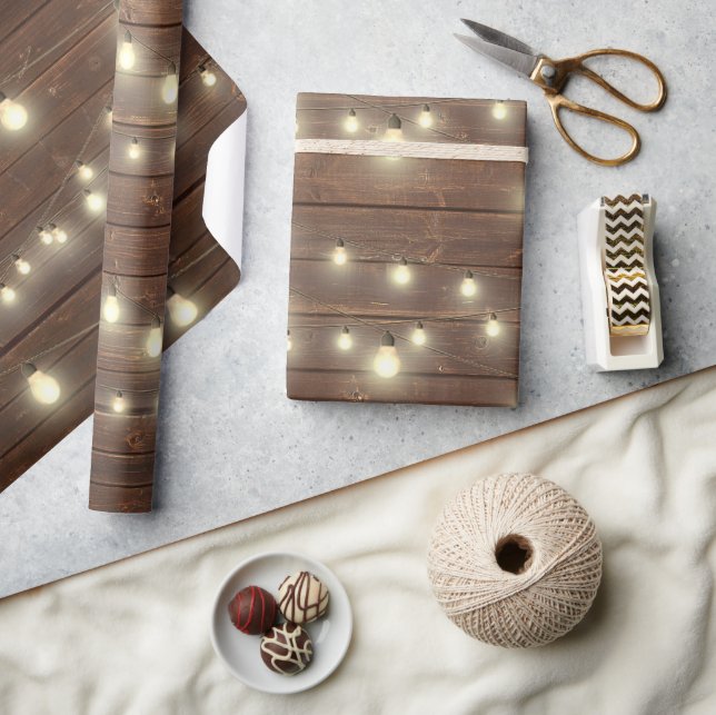 Papier Cadeau Bois ancien avec lumières (Artisanat)