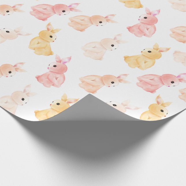 Papier Cadeau Bois Baby shower animal Aquarelle rose jaune (Coin)