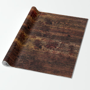 Papier Cadeau Bois Brown Floral Russe