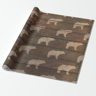Papier Cadeau Bois Brown super rustique avec Cabine de montagne 