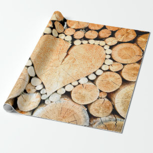 Papier Cadeau Bois de bois de coeur bole bois de chauffage