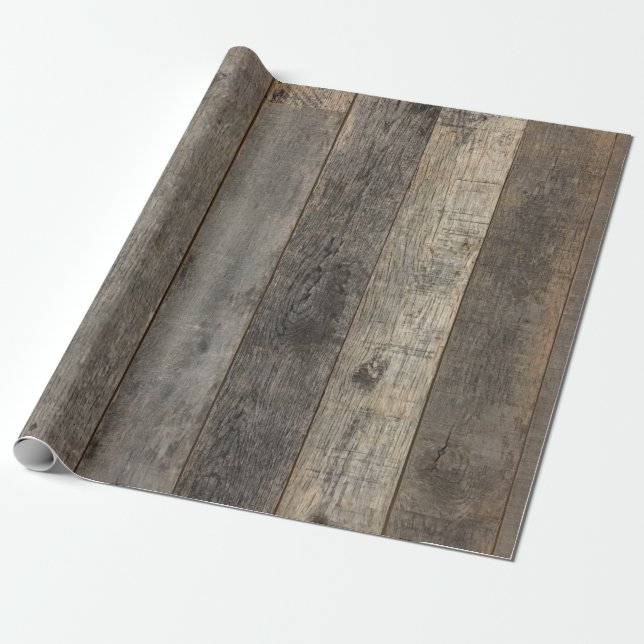 Papier Cadeau bois de grange à grain rustique de l'ouest (Déroulé)